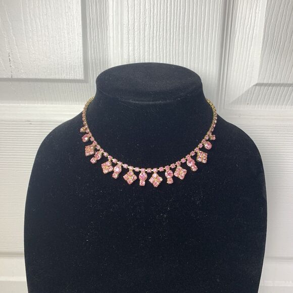 Lot 6 Vintage Pink Rhinestone Jewelry AB Stones Earrings Signed La Roco Necklace - Picture 3 of 15